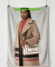 Burberry Bag & Coat Print Flannel Sofa Throw Blanket B206